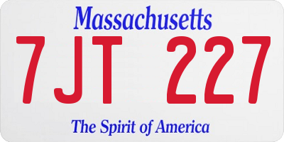 MA license plate 7JT227