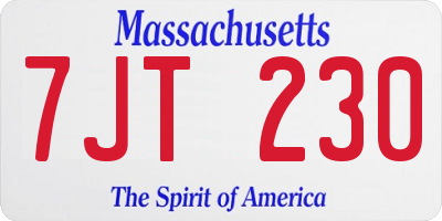 MA license plate 7JT230