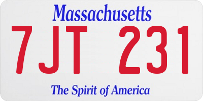 MA license plate 7JT231
