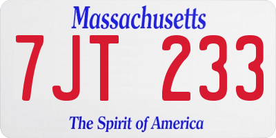 MA license plate 7JT233