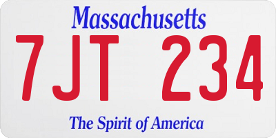MA license plate 7JT234
