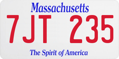 MA license plate 7JT235