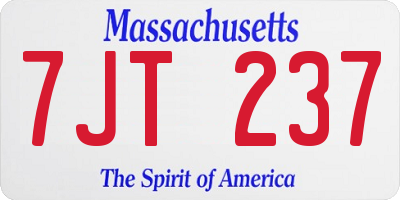 MA license plate 7JT237