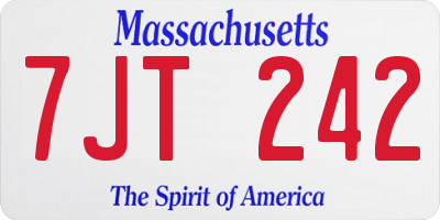MA license plate 7JT242
