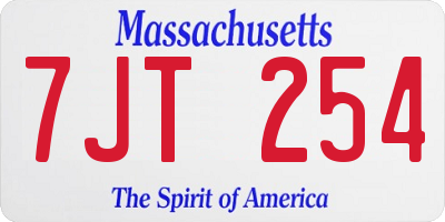 MA license plate 7JT254