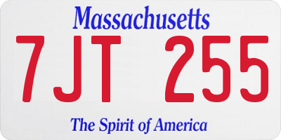 MA license plate 7JT255