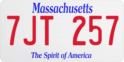 MA license plate 7JT257