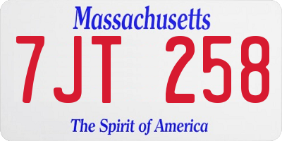 MA license plate 7JT258