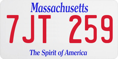 MA license plate 7JT259