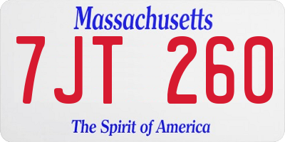 MA license plate 7JT260
