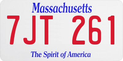 MA license plate 7JT261