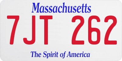 MA license plate 7JT262