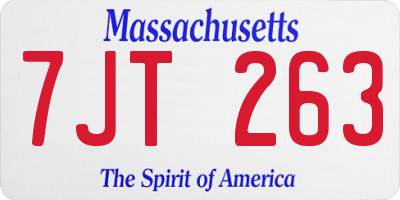MA license plate 7JT263