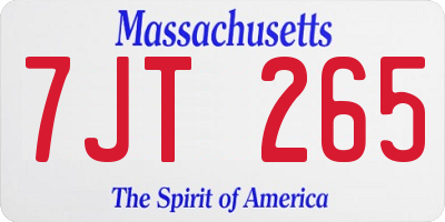 MA license plate 7JT265