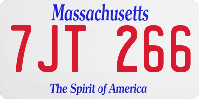 MA license plate 7JT266