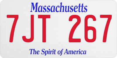 MA license plate 7JT267