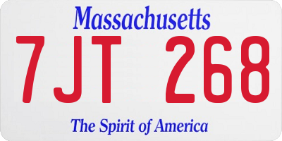 MA license plate 7JT268