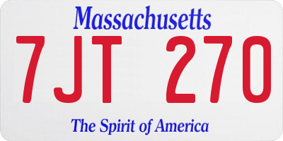 MA license plate 7JT270