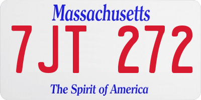 MA license plate 7JT272