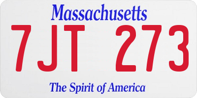 MA license plate 7JT273