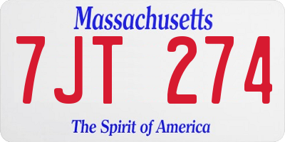 MA license plate 7JT274
