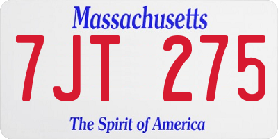 MA license plate 7JT275