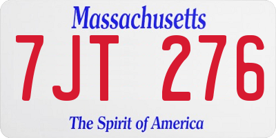 MA license plate 7JT276