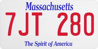 MA license plate 7JT280