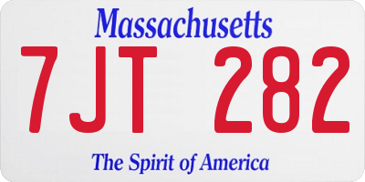 MA license plate 7JT282
