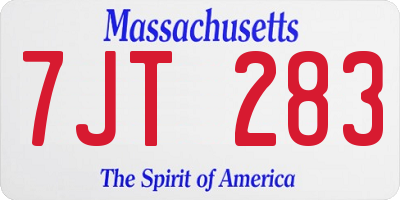 MA license plate 7JT283