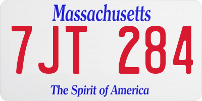 MA license plate 7JT284