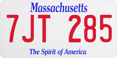 MA license plate 7JT285