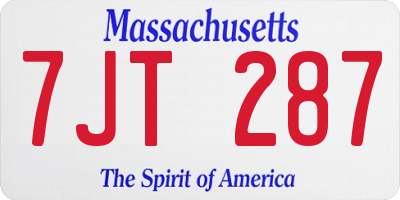MA license plate 7JT287