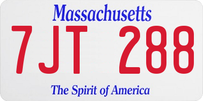 MA license plate 7JT288
