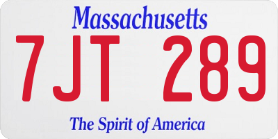 MA license plate 7JT289