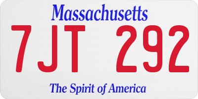 MA license plate 7JT292