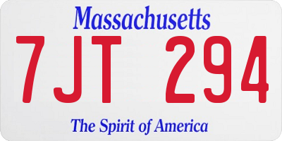 MA license plate 7JT294