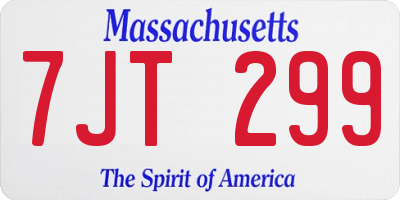 MA license plate 7JT299