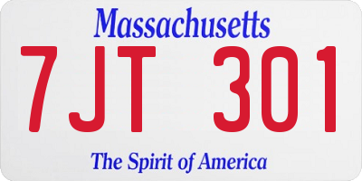 MA license plate 7JT301
