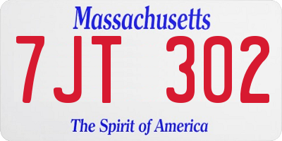 MA license plate 7JT302