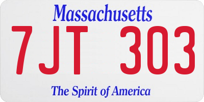 MA license plate 7JT303