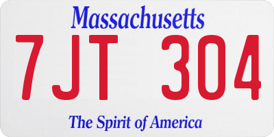 MA license plate 7JT304