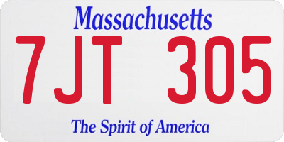 MA license plate 7JT305