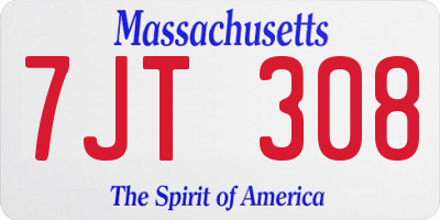 MA license plate 7JT308