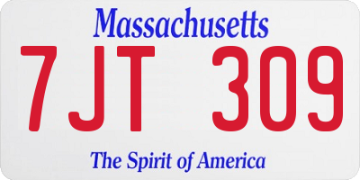 MA license plate 7JT309