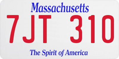 MA license plate 7JT310