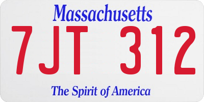 MA license plate 7JT312
