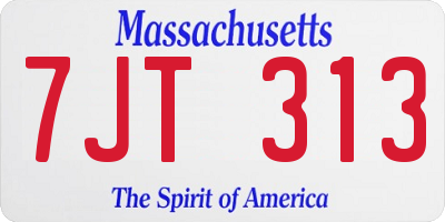MA license plate 7JT313