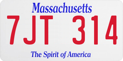 MA license plate 7JT314