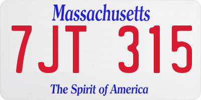 MA license plate 7JT315